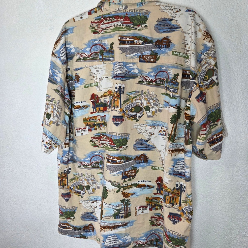Vintage San Diego Map Print Camp Shirt Novelty Coastal Vacation XL - Picture 2 of 12